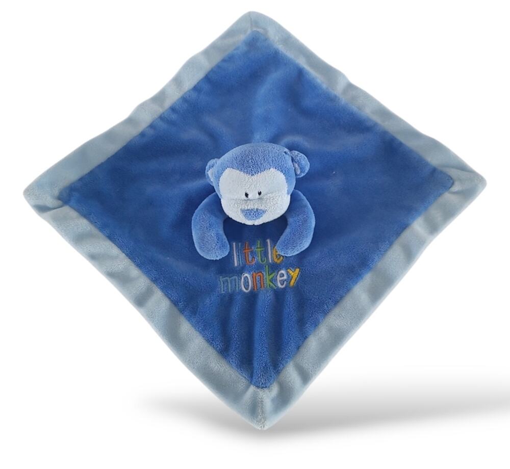 Baby Essentials Lovey Lovie Security Blanket Little Monkey Plush Blue 12"